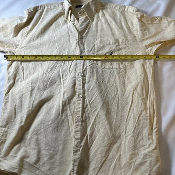 Nautica Yellow Button-Down Oxford Shirt Men's Large Preppy - Picture 4 of 8
